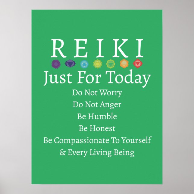 Affiche Principes de Reiki Prévisions Vert (Devant)