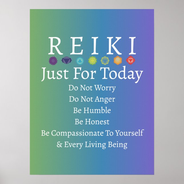Affiche Principes de Reiki Prévoit le dégradé vert à pourp (Devant)