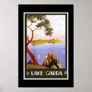 Affiche Print Retro Vintage Image Travel Lake Garda