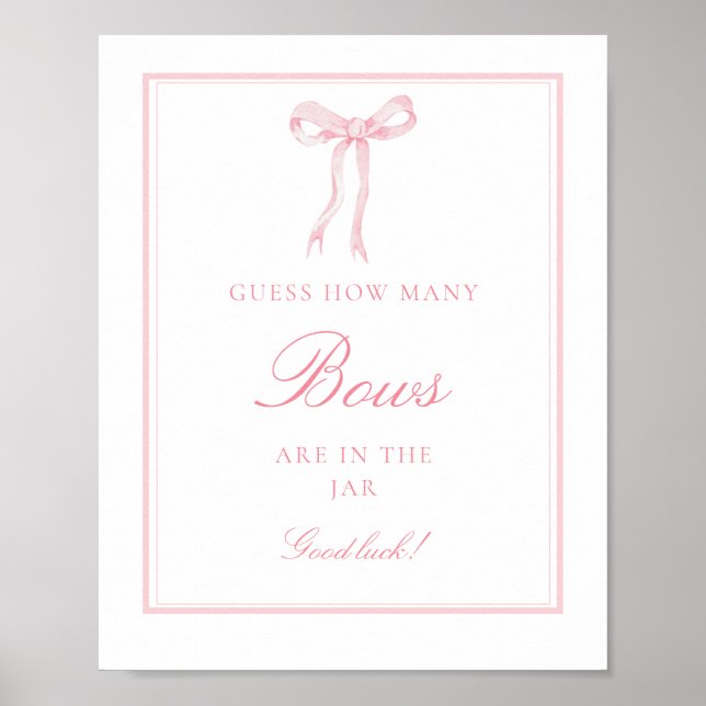Affiche Printable Coquette Pink Guess How Many Bows Game (Devant)