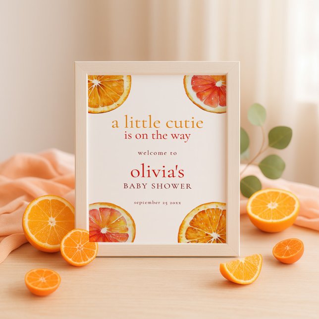Affiche Printable Little Cutie Orange Welcome Baby Shower  (Créateur téléchargé)