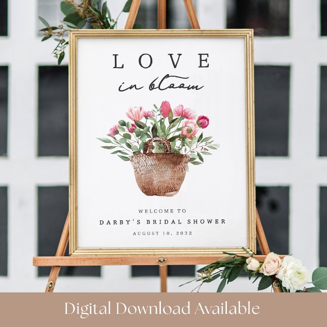 Affiche Printable Love in Bloom Bridal Shower Welcome Sign (Créateur téléchargé)