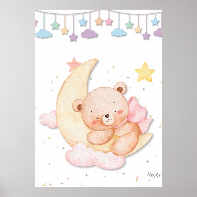 Affiche Printable Sleeping Teddy Bear Wall Art  (Devant)