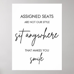 Affiche Printable Wedding Sign No Assigned Seats