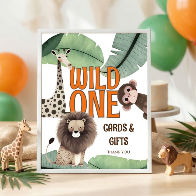 Affiche Printable Wild One Safari Cards Gifts 1st Birthday (Créateur téléchargé)