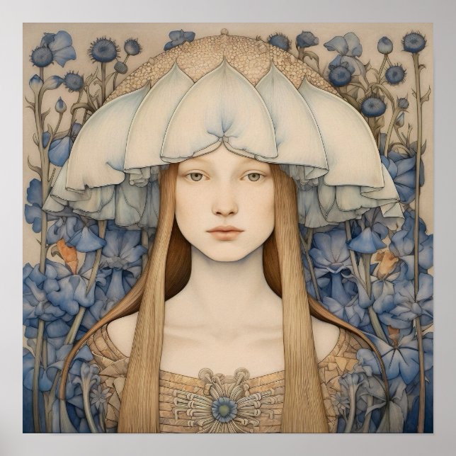 Affiche Printemps Bluebell Flower Art Imprimer (Devant)