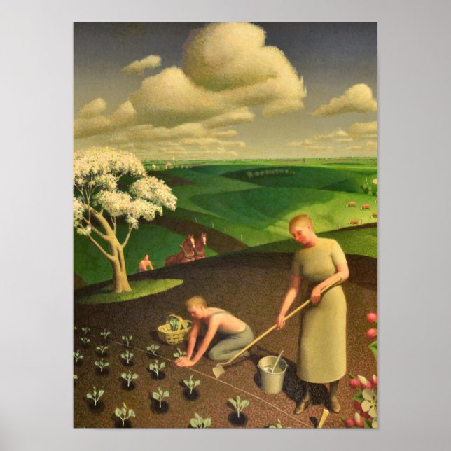 Affiche Printemps dans le pays par Grant Wood (Devant)