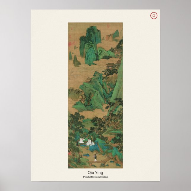 Affiche Printemps des fleurs de pêcher - Qiu Ying, Ming (Devant)