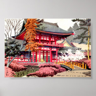 Affiche de tourisme japonais: impression d'annonce japonaise rouge –  Pimlico Prints