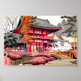 Affiche Printemps du Temple Rouge japonais
