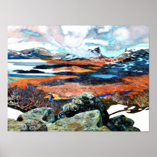 Affiche Printemps en Laponie, peinture d'art