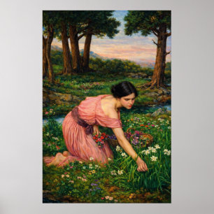 Affiche Printemps Étend un Tapis Vert de Fleurs