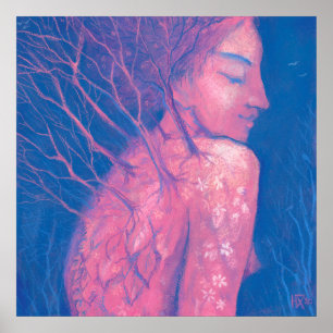 Affiche Printemps Éveil Dryad Imaginaire Fille Forêt magiq