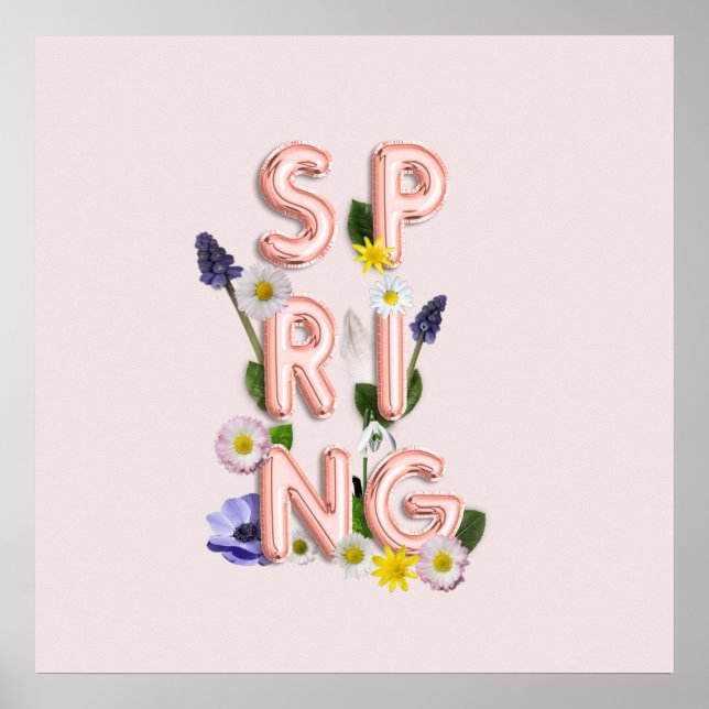 Affiche PRINTEMPS Fleur tendance Rose (Devant)