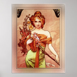 Affiche Printemps La beauté dorée par Alphonse Mucha