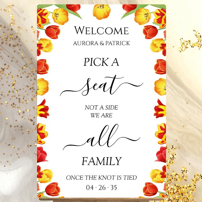 Affiche Printemps Mariage Choisir Un Siège Pas Un Côté Per (Spring Wedding Pick A Seat Not A Side Personalized Poster)