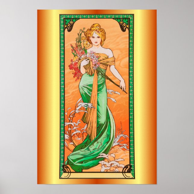 Affiche Printemps par Alfons Mucha ~ 1900 ~ (Devant)