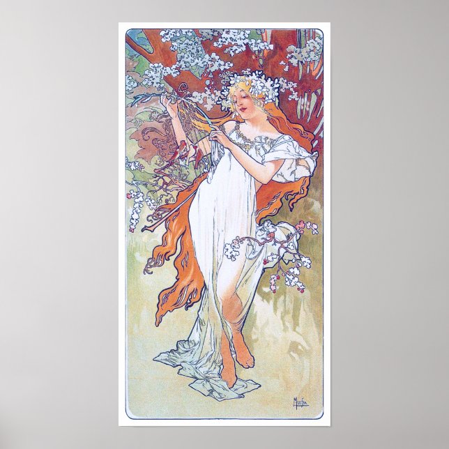 Affiche Printemps (Quatre Saisons), Alphonse Mucha (Devant)