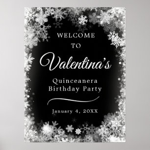 Affiche Printemps Quinceanera Anniversaire Snowflake Bienv