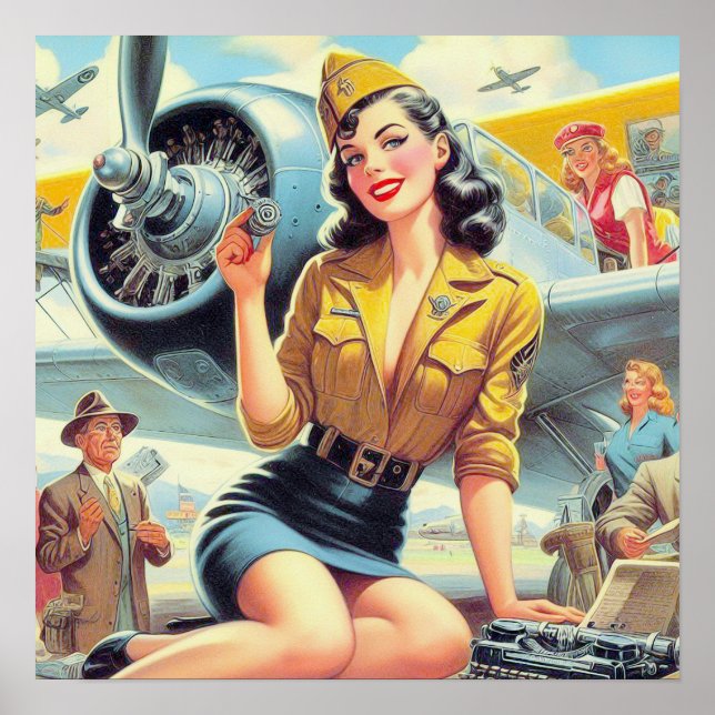 Affiche Prise d'air de l'avion rétro (Devant)