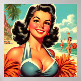 Affiche Prise Pom-pom girl vintage