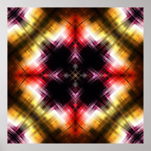 Affiche Prisme ardent abstrait avec lueur rouge et or radi