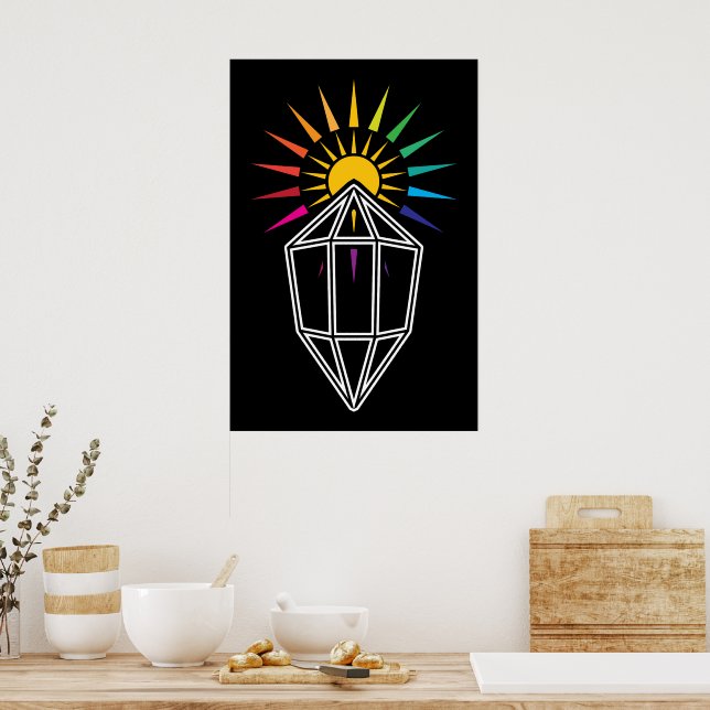Affiche prisme attrape-soleil cristal géométrique (Cuisine)
