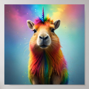 Affiche Prismhorn : La Licorne Capybaraïque Arc-en-Ciel,