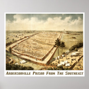 Affiche Prison d'Andersonville (Camp Sumter), vue aérienne