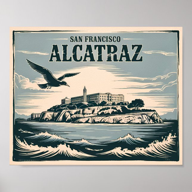 Affiche Prison de l'Île d'Alcatraz San Francisco Voyage Ré (Devant)