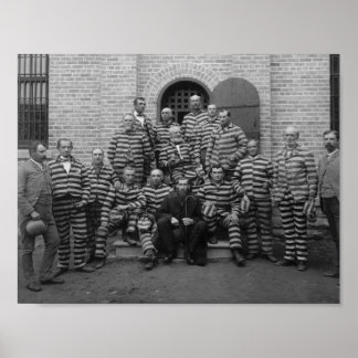 Affiche Prisonniers vintages En uniformes rayés - 1889