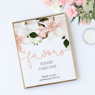 Affiche Privilégier le signe baby shower floral de lys