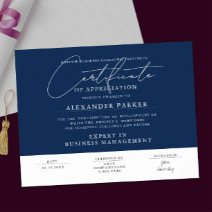 Affiche Prix d'appréciation d'affaires bleu marine élégant