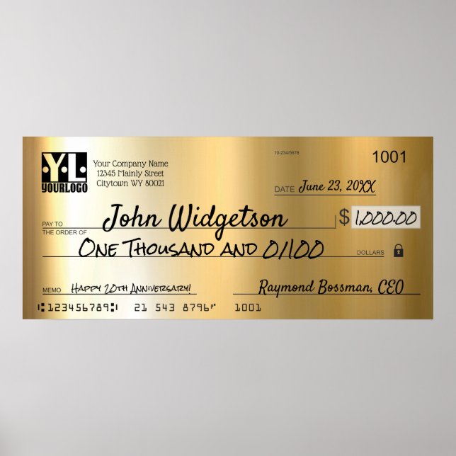 Affiche Prix de la prime de charité pour chèque de fausse  (Devant)