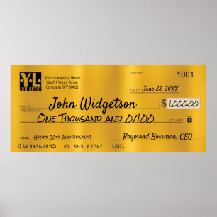 Affiche Prix de la prime de charité pour chèque de fausse