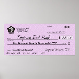 Affiche Prix de la prime de charité pour chèque de fausse