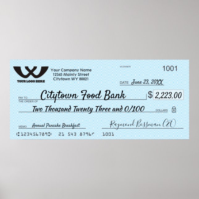 Affiche Prix de la prime de charité pour chèque de fausse  (Devant)