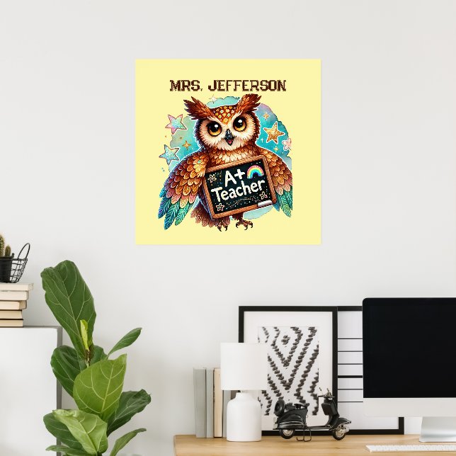Affiche prix de l'enseignant mignon ajouter nom  (Bureau à domicile)