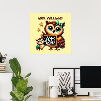 Affiche prix de l'enseignant mignon ajouter nom