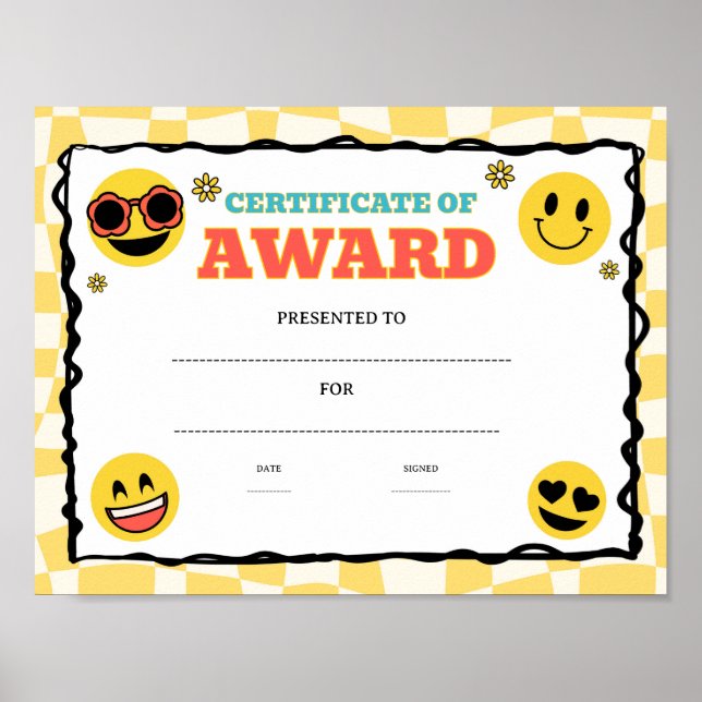 Affiche prix de réussite de classe groovy modifiable (Devant)