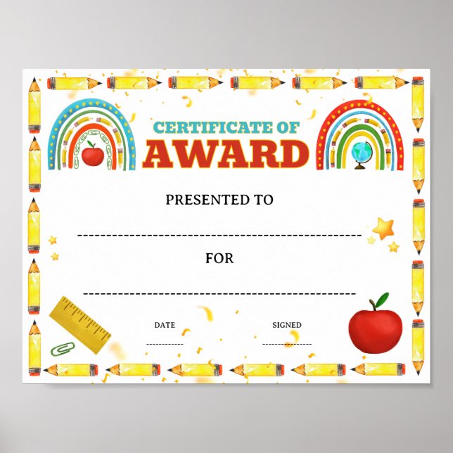 Affiche prix de réussite de la classe éditable (Devant)