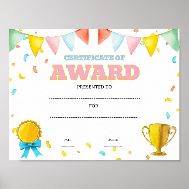 Affiche prix de réussite de la classe éditable (Devant)