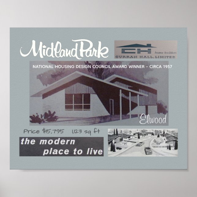 Affiche Prix Design 1957 Lauréat Mid-Century Modern House (Devant)