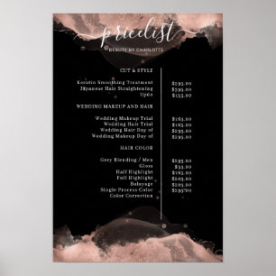 Affiche Prix moderne Roségold Black Watercolor