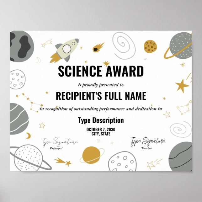 Affiche Prix Science avec thème spatial (Devant)