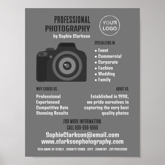Affiche Pro Camera Icon, Photographe, Location de photogra (Devant)