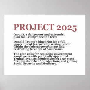 Affiche Pro Democracy Anti Project 2025 Trump républicain