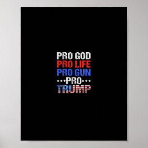 Affiche Pro Dieu Pro Vie Pro Armes Pro Trump - Vrai Patrio
