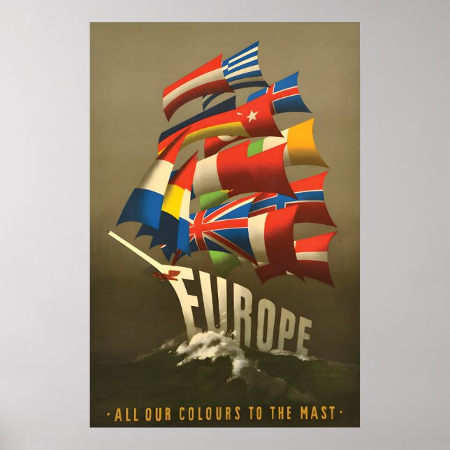 Affiche Pro-Europe Toutes les couleurs sur le mât (Devant)