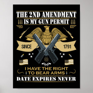 Affiche Pro Gun Deuxième Amendement Est Mon Permis De Port